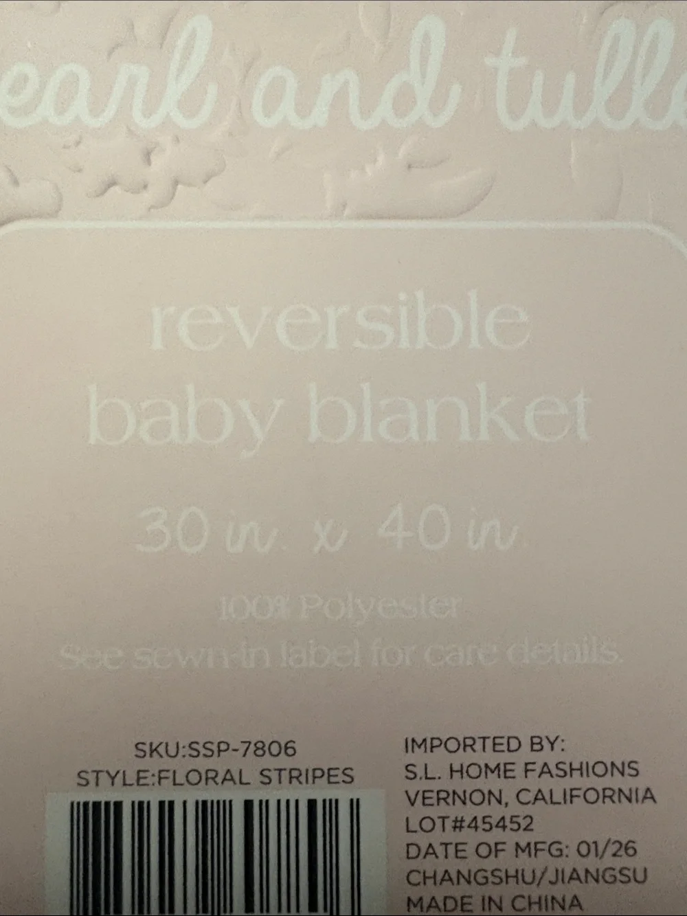 Cozy Floral Stripe Baby Throw Blanket - Pink & White